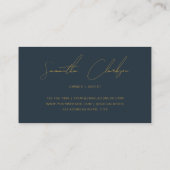 Minimalistisch Navy Blue- en Gold Handwrite-script Visitekaartje (Achterkant)