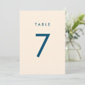 Minimalistisch Navy & Ecru Tafelnummer Kaart (Staand voorkant)