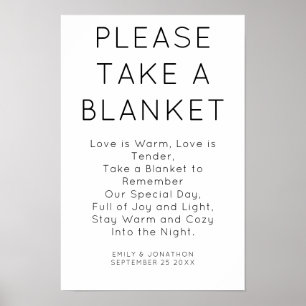 Minimalistisch Neem Een Deken Huwelijksbord Poster
