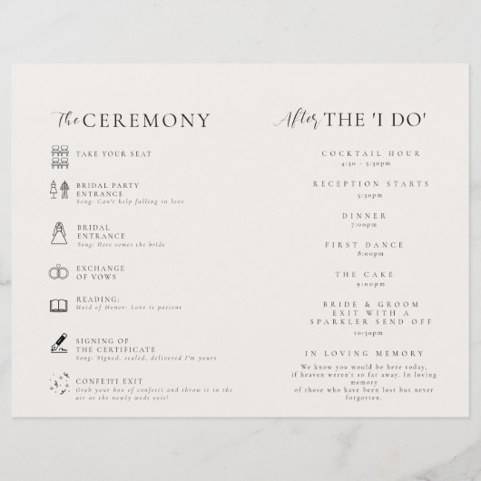 Minimalistisch neutraal gevouwen kerk bruiloft pro (Achterkant)