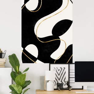 Minimalistisch neutraal zwart Gold Abstract schild Poster