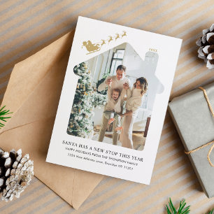 Minimalistisch Nieuw Home Foto Goud Santa Sleigh M Feestdagenkaart