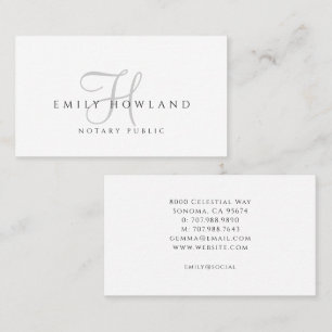 Minimalistisch Notaris Schrift Monogram Naam  Visitekaartje