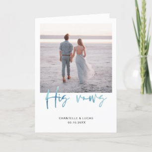 Minimalistisch Ocean Blue Kaart Zes Vow