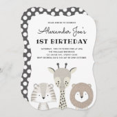 Minimalistisch Oerwoud Animals Verjaardagsuitnodig Kaart (Voorkant / Achterkant)