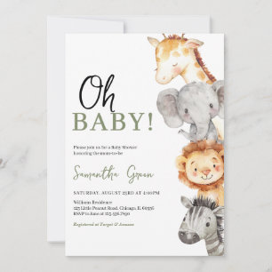 Minimalistisch OH Baby Safari Baby shower Kaart