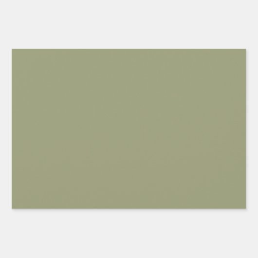 Minimalistisch Olijf Salie Groen Effen Kleur Inpakpapier Vel (Voorkant)