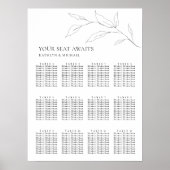 Minimalistisch Olijfblad Bruiloft 12 Tafel Zitplaa Poster (Voorkant)