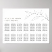 Minimalistisch Olijfblad Bruiloft 14 Tafel Zitplaa Poster (Voorkant)