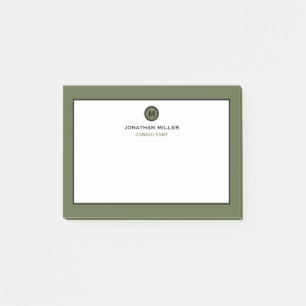 Minimalistisch olive Classic Monogram Post-it® Notes