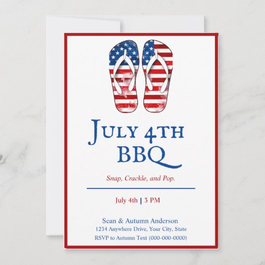 Minimalistisch ontwerp 4 juli BBQ uitnodiging (Voorkant)