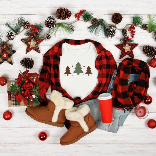 Minimalistisch ontwerp met drie kerstbomen t-shirt