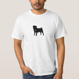 Minimalistisch ontwerp met pug silhouet t-shirt