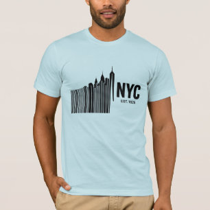 Minimalistisch ontwerp van de NYC-streepjescode en T-shirt