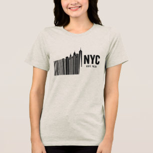 Minimalistisch ontwerp van de NYC-streepjescode en Tri-Blend Shirt