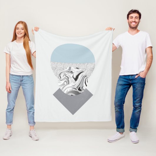 Minimalistisch ontwerp van golven en Stippen Fleece Deken (In situ)