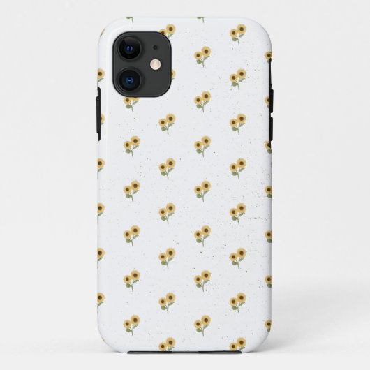 minimalistisch ontwerp van groene zonnebloemen Case-Mate iPhone case (Achterkant)