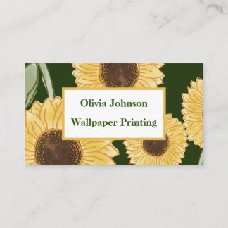 minimalistisch ontwerp van groene zonnebloemen visitekaartje