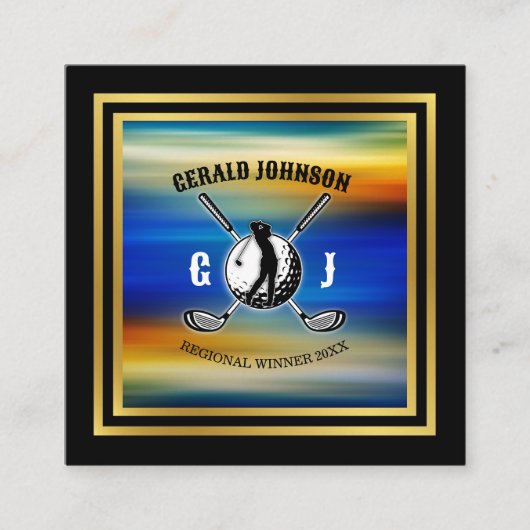 Minimalistisch ontwerp van het douanegolf Monogram Vierkante Visitekaartje (Voorkant)