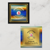 Minimalistisch ontwerp van het douanegolf Monogram Vierkante Visitekaartje (Voorkant / Achterkant)