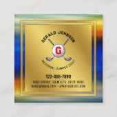 Minimalistisch ontwerp van het douanegolf Monogram Vierkante Visitekaartje (Achterkant)