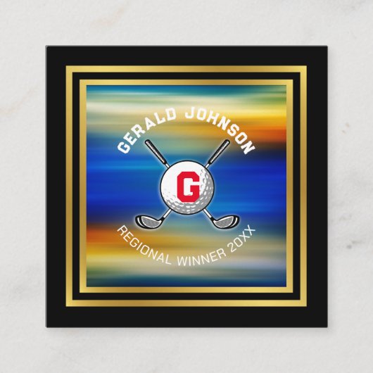 Minimalistisch ontwerp van het douanegolf Monogram Vierkante Visitekaartje (Voorkant)