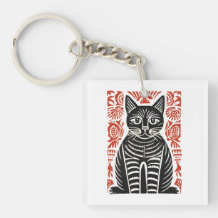 Minimalistisch ontwerp van volkskunst met zwarte k sleutelhanger