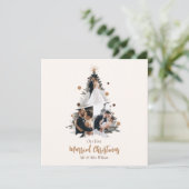 Minimalistisch Onze eerste getrouwde kerst drie fo Feestdagenkaart (Staand voorkant)