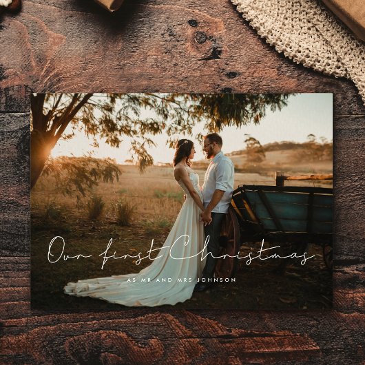 Minimalistisch onze eerste kerstfoto briefkaart