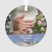 Minimalistisch onze eerste kerstman. & Mrs. 2 Foto Ornament (achterkant)