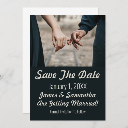 Minimalistisch ophangen foto opslaan datum save the date (Voorkant / Achterkant)