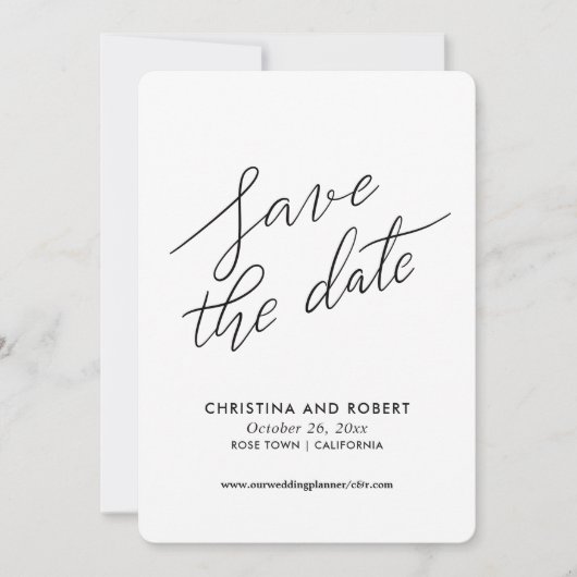 Minimalistisch opslaan van datumhandgeschreven scr save the date (Voorkant)