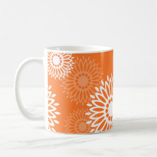 Minimalistisch Oranje Mandala geometrisch bloemenp Koffiemok