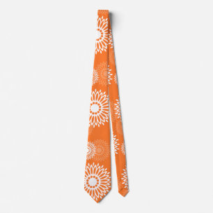 Minimalistisch Oranje Mandala Geometrisch Bloempat Stropdas