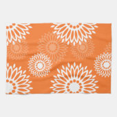 Minimalistisch Oranje Mandala Geometrisch Bloempat Theedoek (Horizontaal)