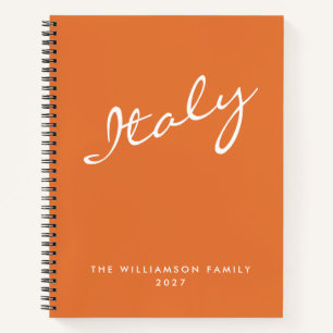 Minimalistisch Oranje Script Gepersonaliseerde Rei Notitieboek