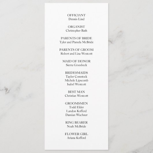 Minimalistisch Ovaal Afbeelding Vlak Huwelijksprog Programma (Achterkant)