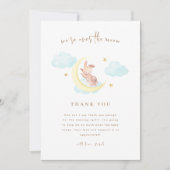 Minimalistisch over het Moon Bunny Cloud Baby show Bedankkaart (Voorkant)