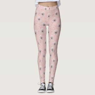 Minimalistisch Paardenbloempluim Patroon Roze (1) Leggings