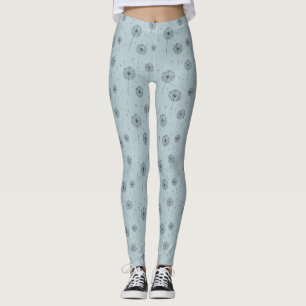 Minimalistisch Paardenbloempluizenpatroon Blauw (1 Leggings