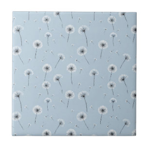 Minimalistisch Paardenbloempluizenpatroon Blauw (2 Tegeltje