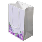 Minimalistisch Paars Peony Gift Bag Medium Cadeauzakje (Achterkant Gekanteld)