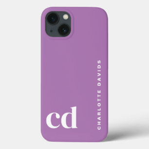 Minimalistisch Paarse monogram iPhone 13 Hoesje