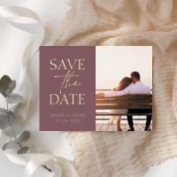 Minimalistisch Paarse Plum Weddenschap Save the Da