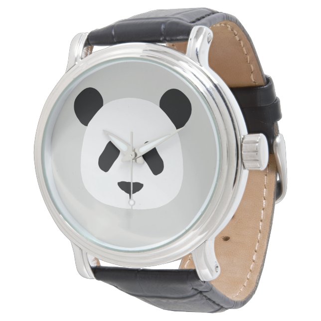 Minimalistisch Panda-patroon - Licht grijs Horloge (Gekanteld)