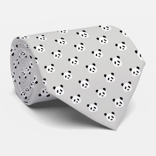 Minimalistisch Panda-patroon - Licht grijs Stropdas (Opgerold)