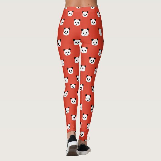 Minimalistisch Panda Pattern - Chili Red Leggings (Achterkant)