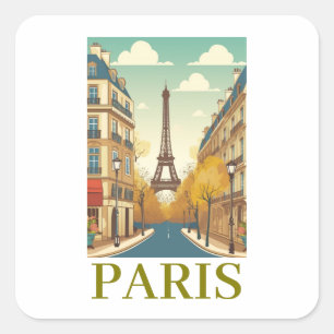 Minimalistisch Parijs Frankrijk Eiffeltoren Parijz Vierkante Sticker