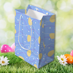 Minimalistisch Pasen Blauw, Groen en Geel Medium Cadeauzakje