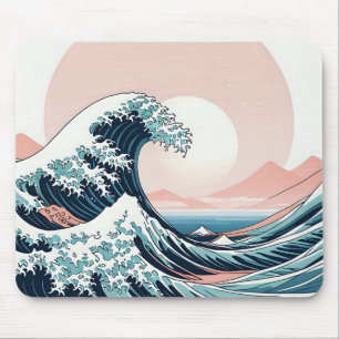 Minimalistisch pastel Japanse Wave Art Design Muismat